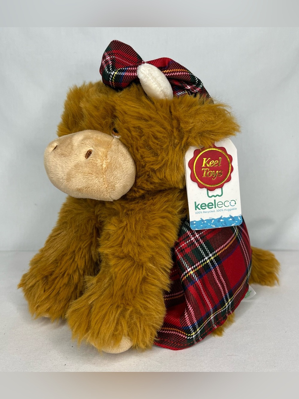 Keel Toys Keeleco Highland Cow Plush Stuffed Animal Tartan Kilt Tammy Eco